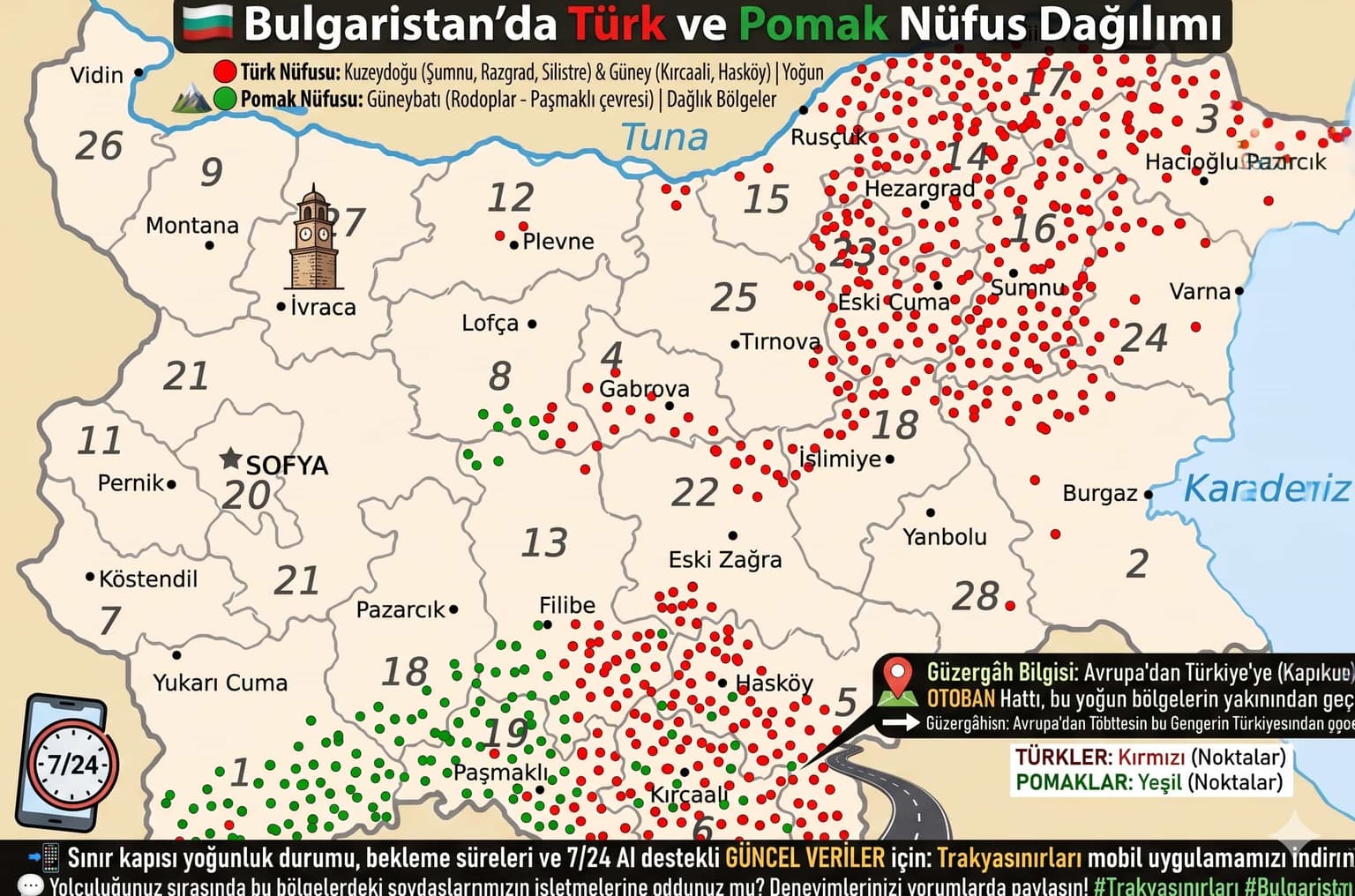 🇧🇬 Bulgaristan’da Türk ve Pomak nüfus dağılımı