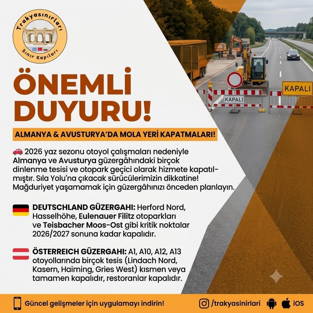🚨 Almanya ve Avusturya Otoyollarında Mola Yeri Kapatmaları Başladı! 🚗💨
