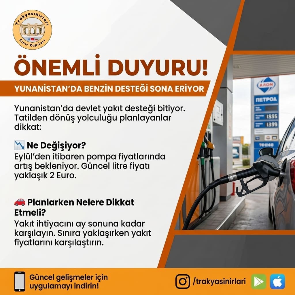 ⛽ Yunanistan'da Benzin Desteği 31 Ağustos'ta Sona Eriyor