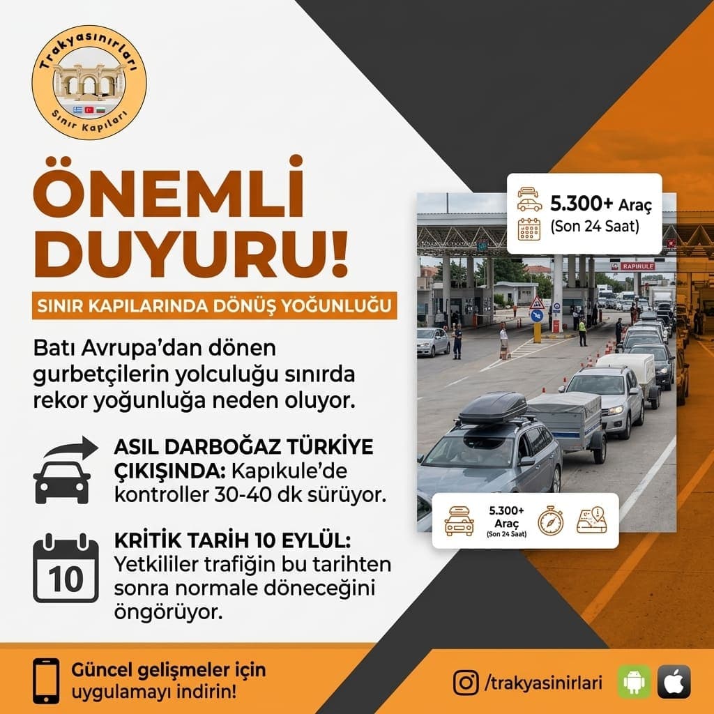 🚗 Kapıkule ve Kapitan Andreevo'da Dönüş Yoğunluğu: Normalleşme İçin Kritik Tarih!