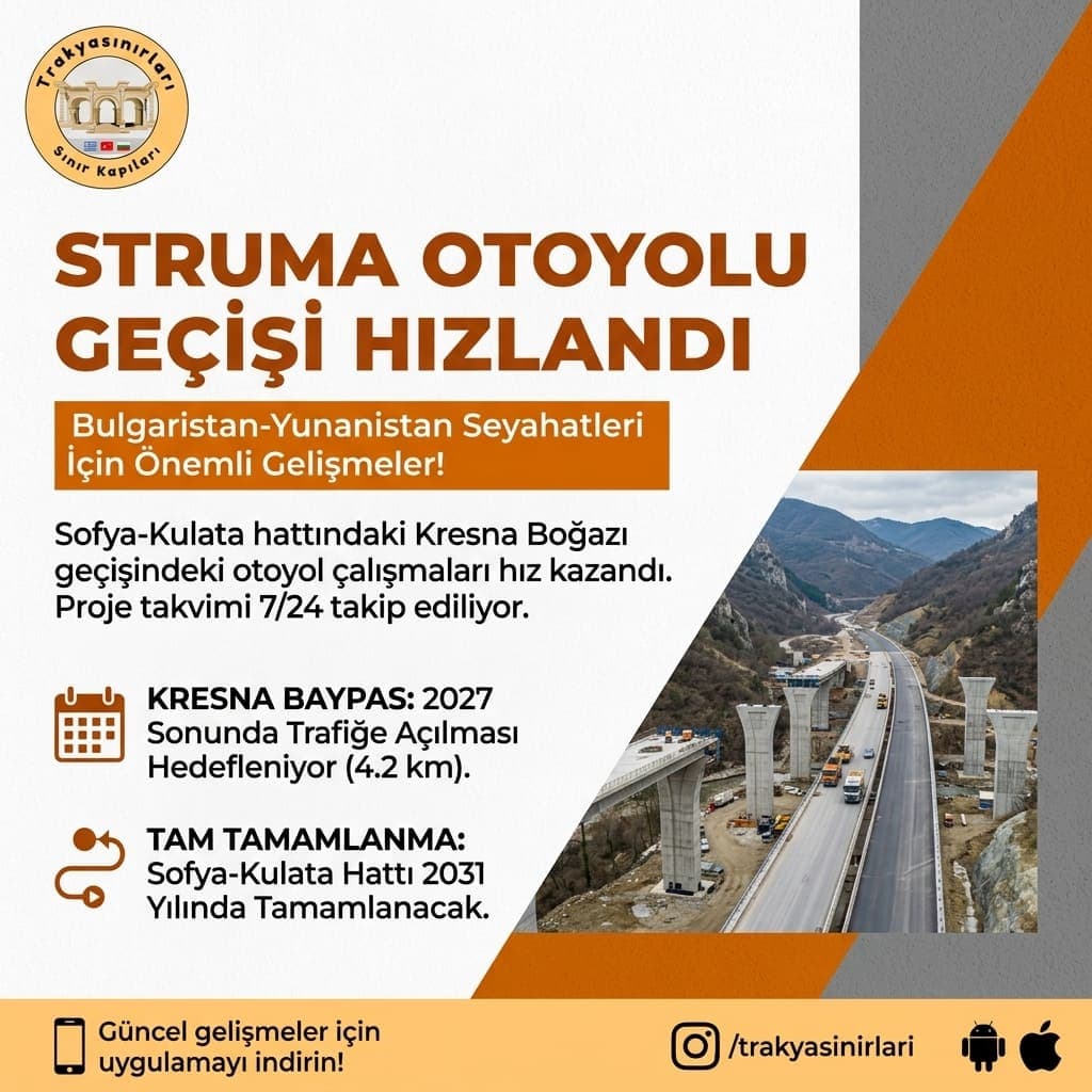 🚗 Struma Otoyolu Kresna Geçişi Hızlandı