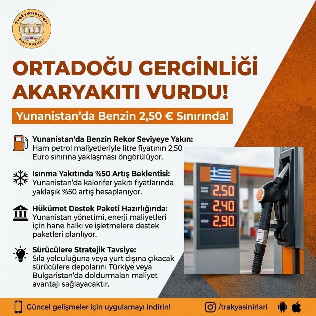 ⛽ Ortadoğu Gerginliği Akaryakıtı Vurdu: Yunanistan’da Benzin 2,50 € Sınırında!