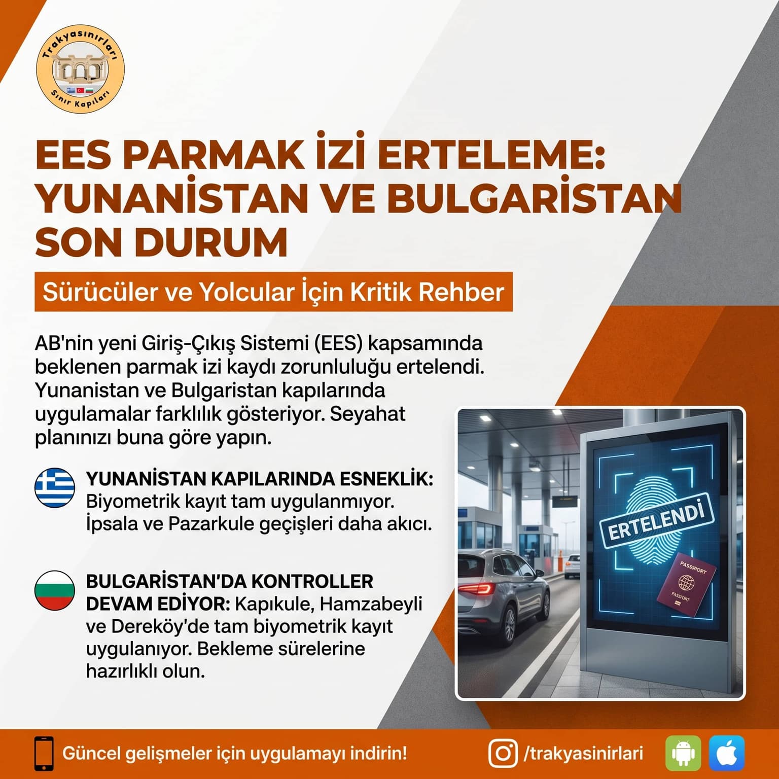 EES Parmak İzi Erteleme: Yunanistan ve Bulgaristan Son Durum