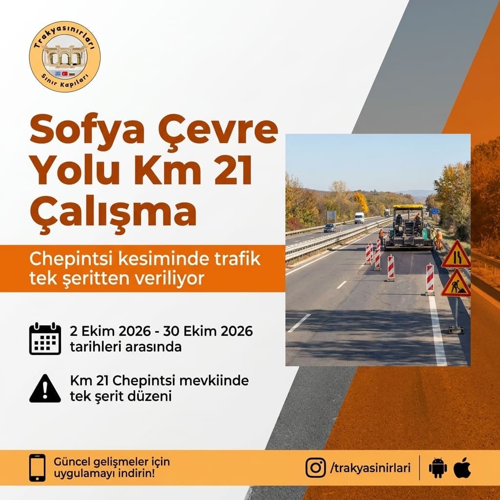 Sofya Çevre Yolu Chepintsi Yol Çalışması ve Şerit Daraltması