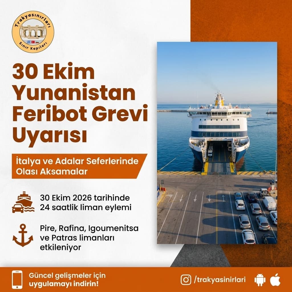Yunanistan Feribot Grevi 2026: Sürücülere 30 Ekim Uyarısı ⚓
