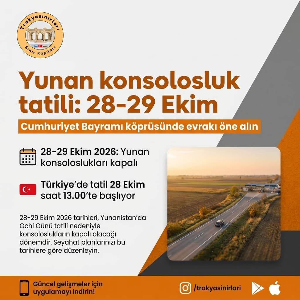 Yunan konsolosluk tatili: 28-29 Ekim'de evrakı öne alın