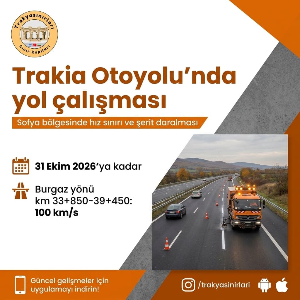 Trakia Otoyolu yol çalışması: 31 Ekim'e kadar 100 km/s