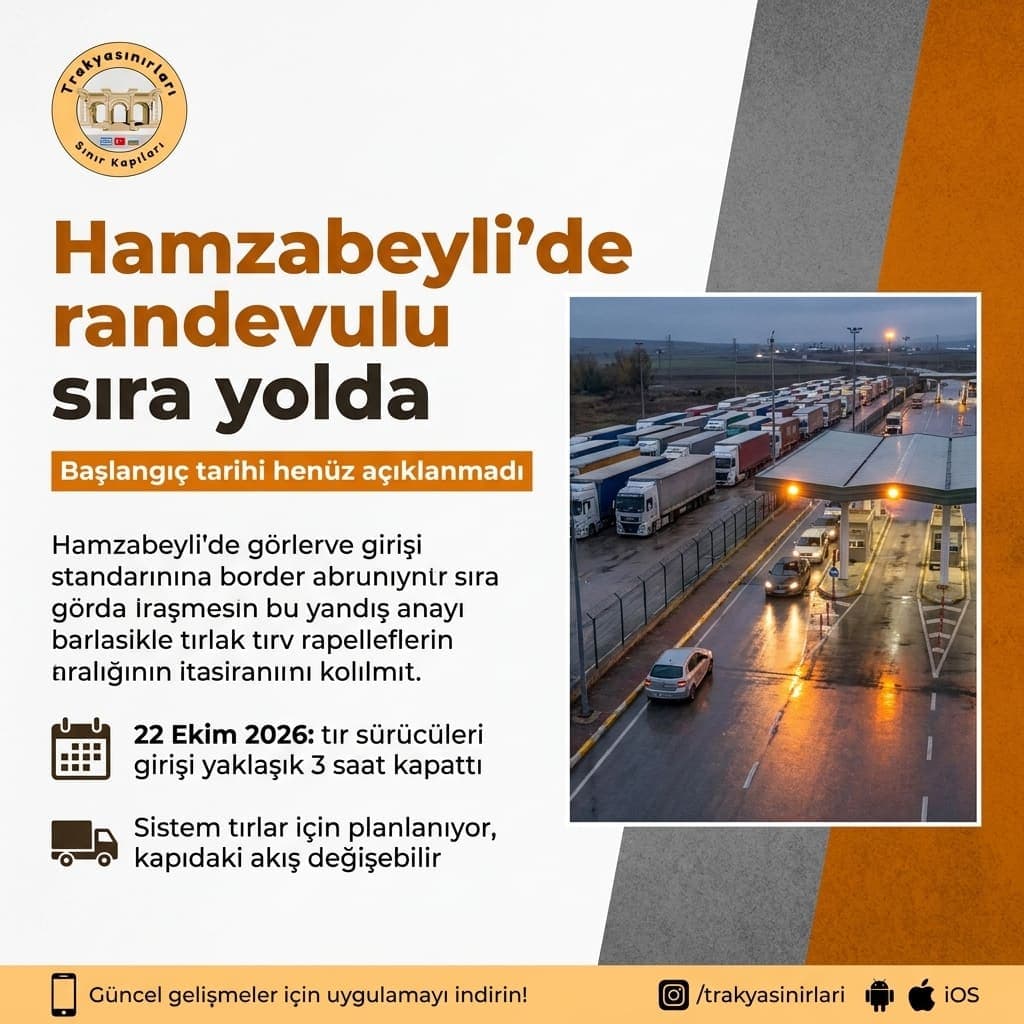 Hamzabeyli randevulu sıra sistemi: Sürücüye ne değişir?